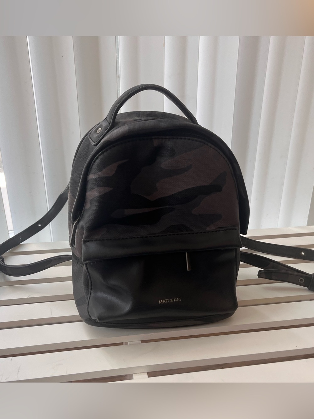 Matt & Nat Black/purple Camo Mini Backpack